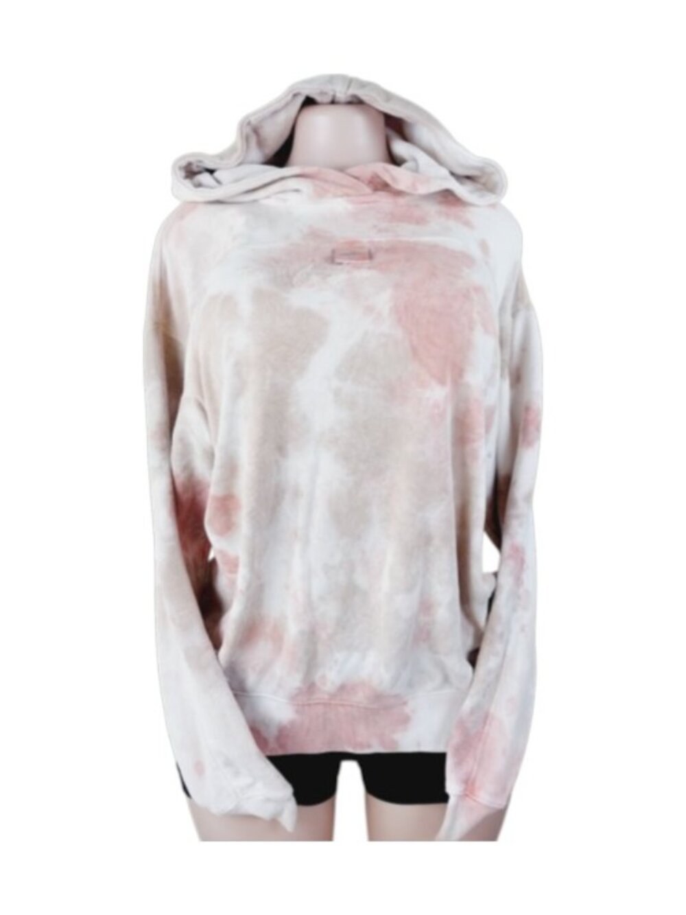 Nike Women's Soft Pink Beige Tie-Dye Long Sleeve Fleece Pullover Hoodie Sz S